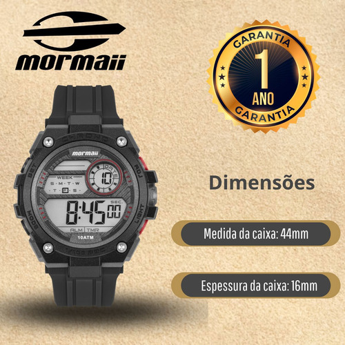 Relógio Masculino Mormaii Digital Preto Resistente A Água