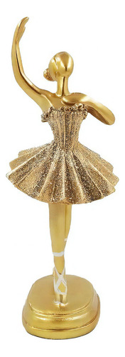 Bailarina Dourada Com Glitter Enfeite Decorativo 19 Cm Cor Dourado