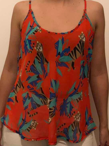 Musculosa Remera Gatitos Mujer Tiritas Talle S Roja