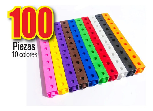 Cubos Matemáticos Didácticos Multiencaje 100 Piezas Multicolor
