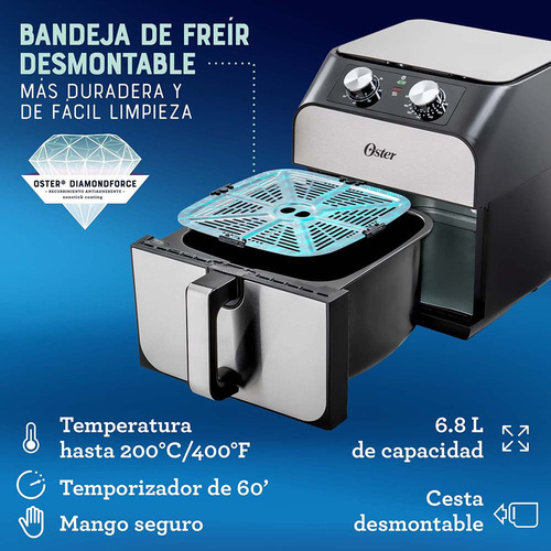 Imagen 10 de 10 de Freidora De Aire Oster® Con Capacidad De 6.8 L Ckstaf68t