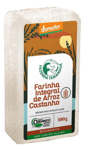 Kit 3x: Farinha Arroz Castanho Orgânico Fazenda Tamanduá