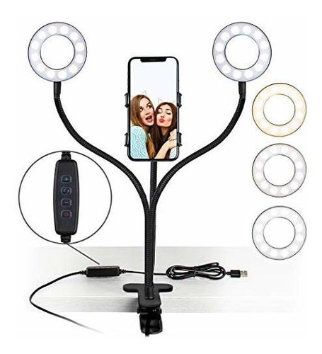 Aduro U-stream Selfie Ring Light Con Soporte, Doble Anillo D