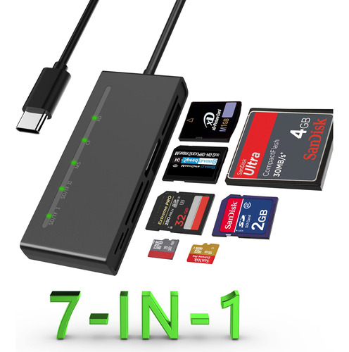 Lector De Tarjetas Usb C Multi Xd 7 En 1 Sd/microsd/cf/ms/x.