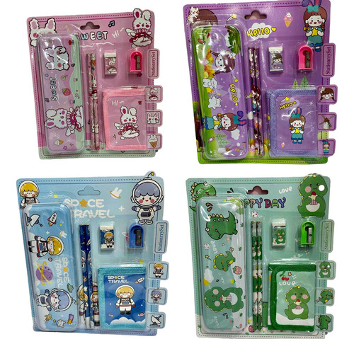 Kit Escolar Set Infantil 5 Piezas Kawaii