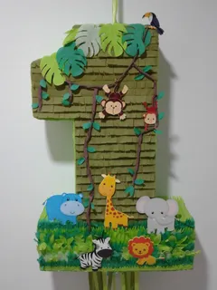 Piñata Numero 1  Animales De La Selva, Safari, Zoologico.