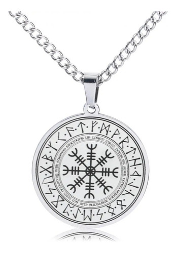 Collar Cadena Amuleto Brujula De Vegvisir Envejecido Nórdico