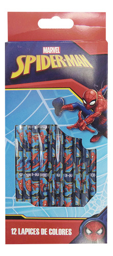 Pack X 12 Lapices Colores Spiderman Color Del Trazo Azul