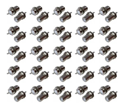 Pack X 50 Conector Coaxial F Chasis Empotrar 