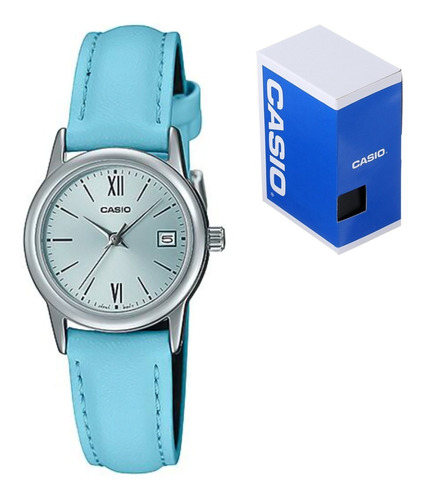 Reloj Casio Dama Ltp V002l 2b Piel Azul Fechador