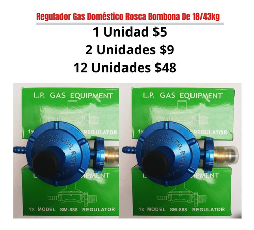 Regulador De Gas Doméstico Con Rosca Bombonas 18-43kg