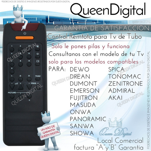 Control Remoto Tv Dewo Drean Dumont Emerson Fujitron Masuda