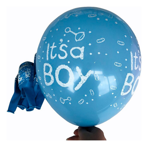 Globos Impresos Its A Boy Fiesta Bebe Baby Shower Niño 10pz Azul