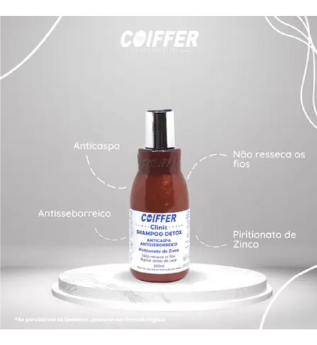 Kit 3 Shampoo Detox Anti Caspa Anti-seborreico 250g Coiffer