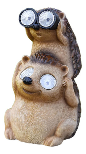 Figurita De Animales De Resina, Luces Led, Erizo10x10x17,5cm
