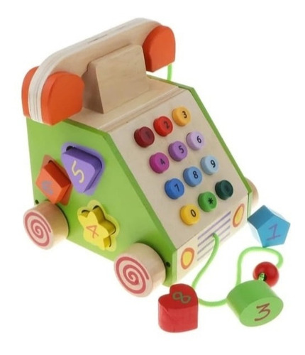 Teléfono En Madera Didáctico Para Estimulación Infantil.