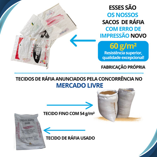 100 Saco De Ráfia 50x75 Reciclagem Construção Entulho Cor Branco
