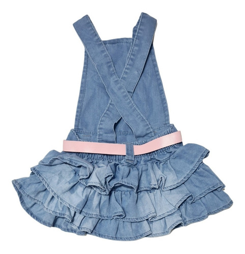 Imagem 6 de 9 de Vestido Infantil Jeans Salopete Bloguerinha Mini Diva