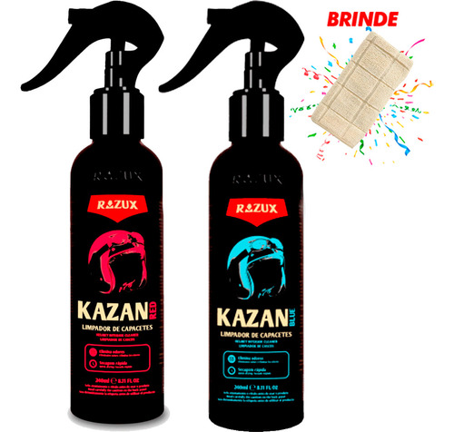 Kit Razux Elimina Odores E Limpa Capacetes Kazan Blue Red