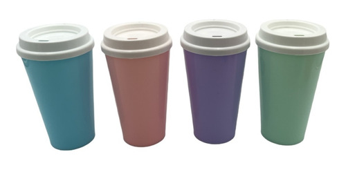 Vaso Reutilizable Tipo Starbucks Mug + Tapa - Colores 