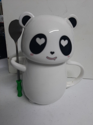 Taza Panda Con Cuchara Bambu