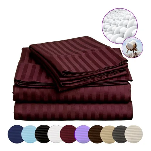 Juego De Sábanas King Size Premium Microfibra Ultra Suave Color Vino