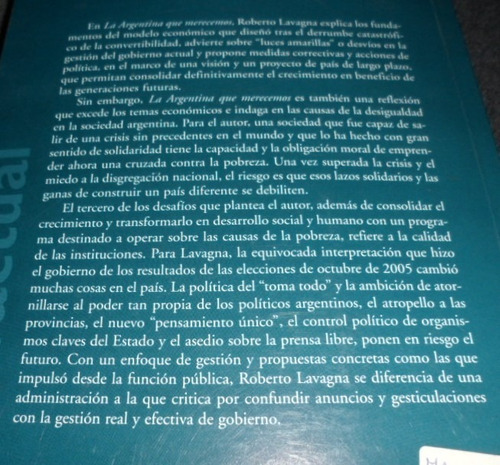 Libro La Argentina Que Merecemos - Roberto Lavagna
