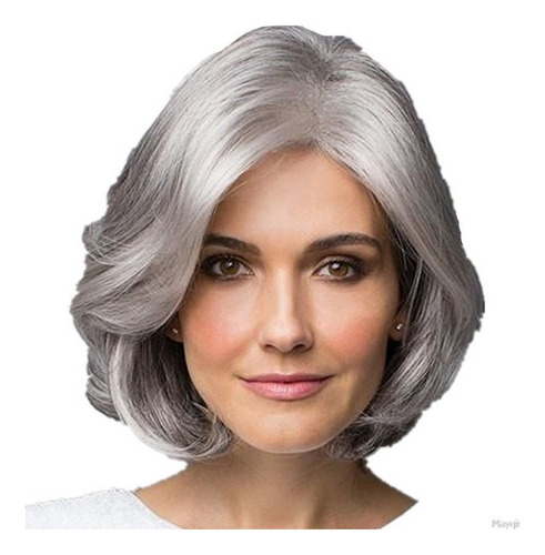 Lace Wig White Gray Short Wavy Fringe Element