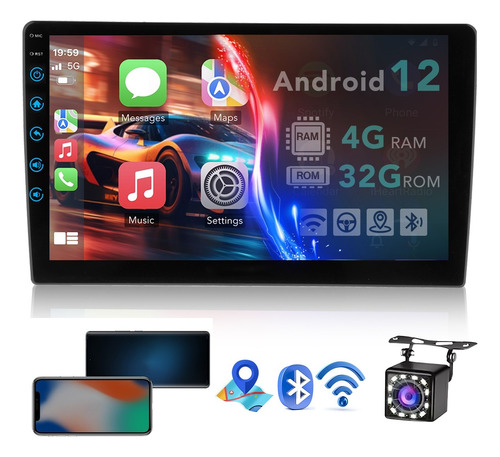 Auto Estéreo 9 In Inalámbrico Carplay Android 12 Wifi 4+32g