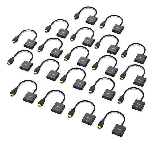 Adaptadores Hdmi A Vga Macho A Hembra Color Negro 20 Piezas