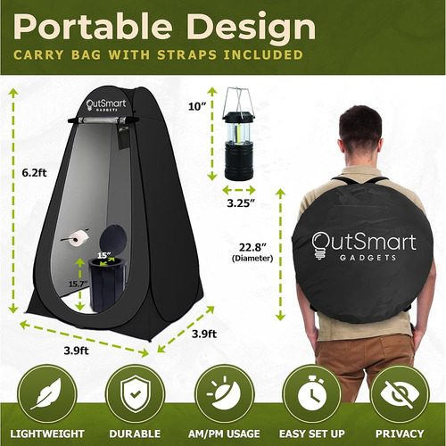 Inodoro Portátil De Camping Con Carpa Y Linterna Led