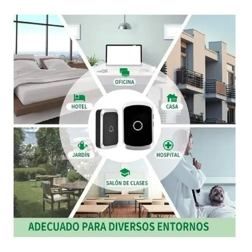 Imagen 4 de 4 de Timbre Inalámbrico Exterior Portátil Puertas Timbre Portero