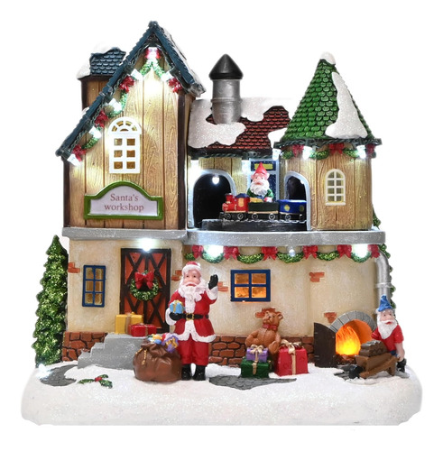 Aldea Musical De Navidad Iluminada Con Escenas Dinámicas