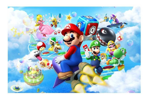 Adesivo Papel De Parede Super Mario Bross Kart Luiggi 3 M²