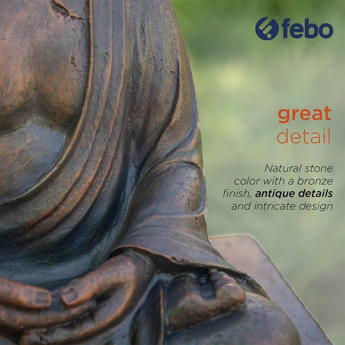 Buda Tibetano Grande Estatua Jardin 55 X 30 X 35 Cm Febo