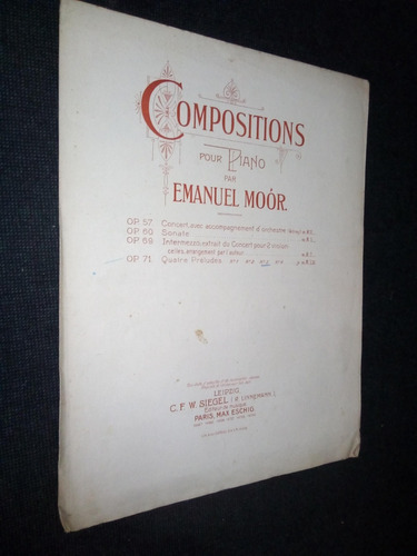 Imagen 1 de 2 de Partitura Compositions Piano Emanuel Moor