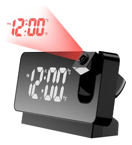 Reloj de mesa  despertador  digital Genérica Digital con proyector  color negro 