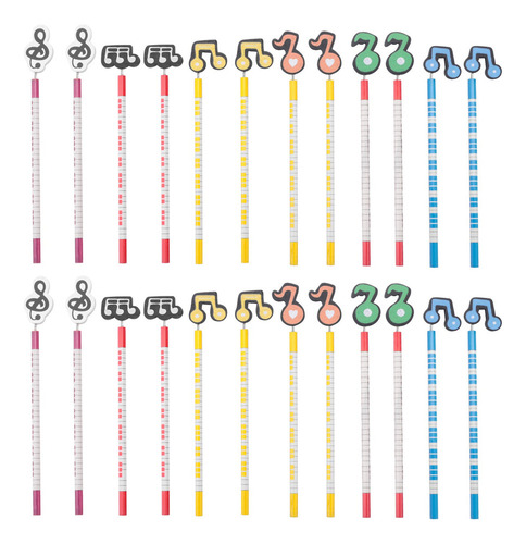 24 Piezas De Lápices De Notas Musicales Con Notas Musicales