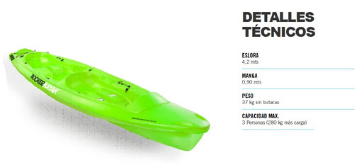 Imagen 2 de 9 de Combo Doble Kayak Rocker Warrior 2 Chalecos Butaca.