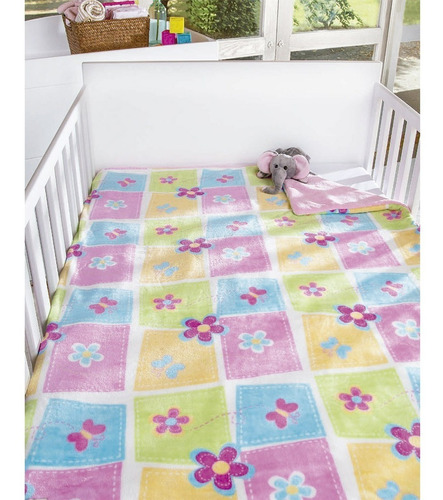 Oferta Cobertor Alaska Cunero Para Bebe Flores Borreguita 