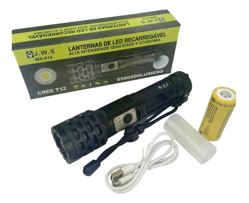 Lanterna Recarregável Caça Led Cree T12 Power Bank Camping