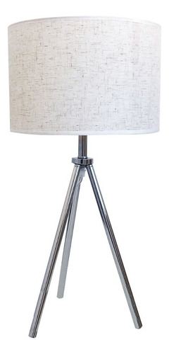 Lampara Decorativa De Mesa Tripode + Lamp. De Regalo- Unilux Estructura Metal Pantalla Blanco