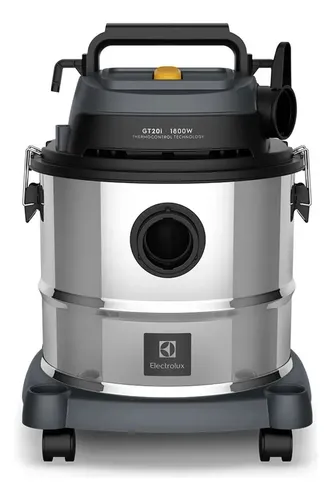 Aspirador Pó e Água Electrolux função Sopro Compacto Líquidos Químicos Inox 1800W 20L total 15L útil protetor térmico GT20i