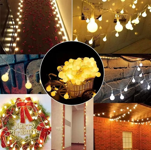Luces Bolitas 28 Led Calido Con Enchufe 220v