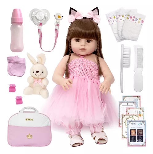 Boneca Bebê Reborn Silicone Menina Bailarina 22 Acessórios