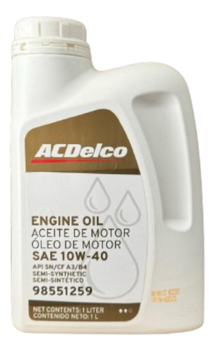 Aceite 1 Lt. Acdelco 10w40 Semi-sint. (89022209)**