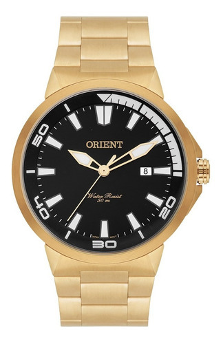 Relógio Orient Masculino Mgss1104a P1kx. Cor da correia Dourado Cor do bisel Dourado Cor do fundo Preto