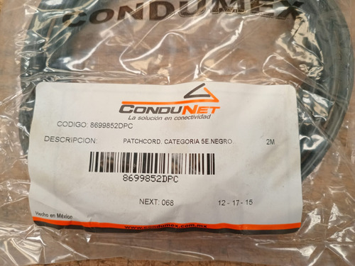 Cable De Datos Cat5e Condunet Rj-45 8699852dpc 2 Mts. Negro