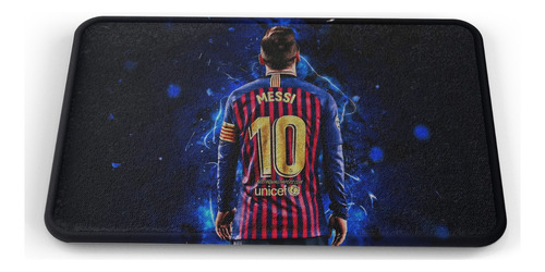 Tapete Lionel Messi Espalda Fondo Azul Baño Lavable 40x60cm