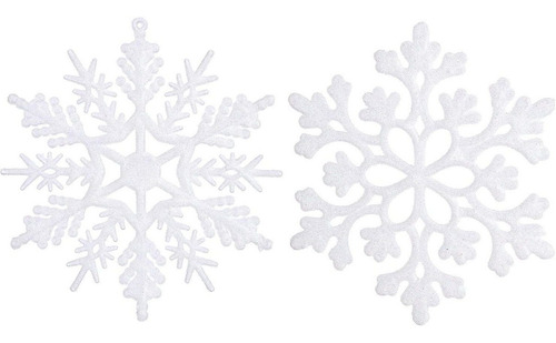 36 Adornos De Navidad Estilos Copos De Nieve 10cm Blanco